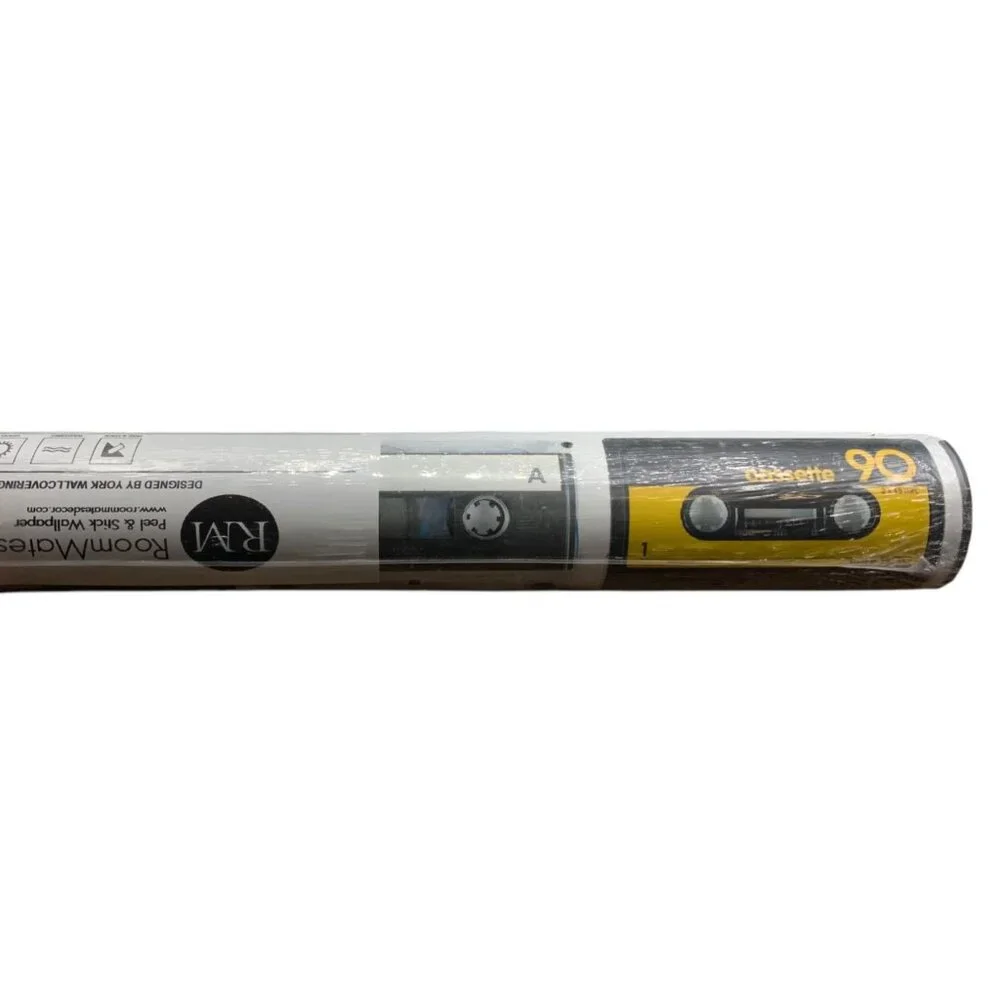 RoomMates Peel & Stick Wallpaper Cassette Tape Design 28.3 Sq. Ft.